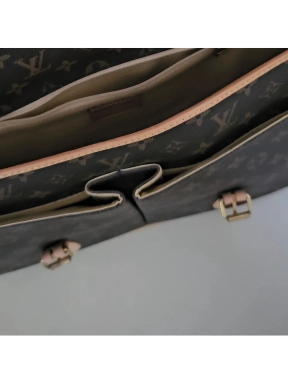 LV Brown Monogram Canvas Messenger Bag with Natural Vachetta Trim